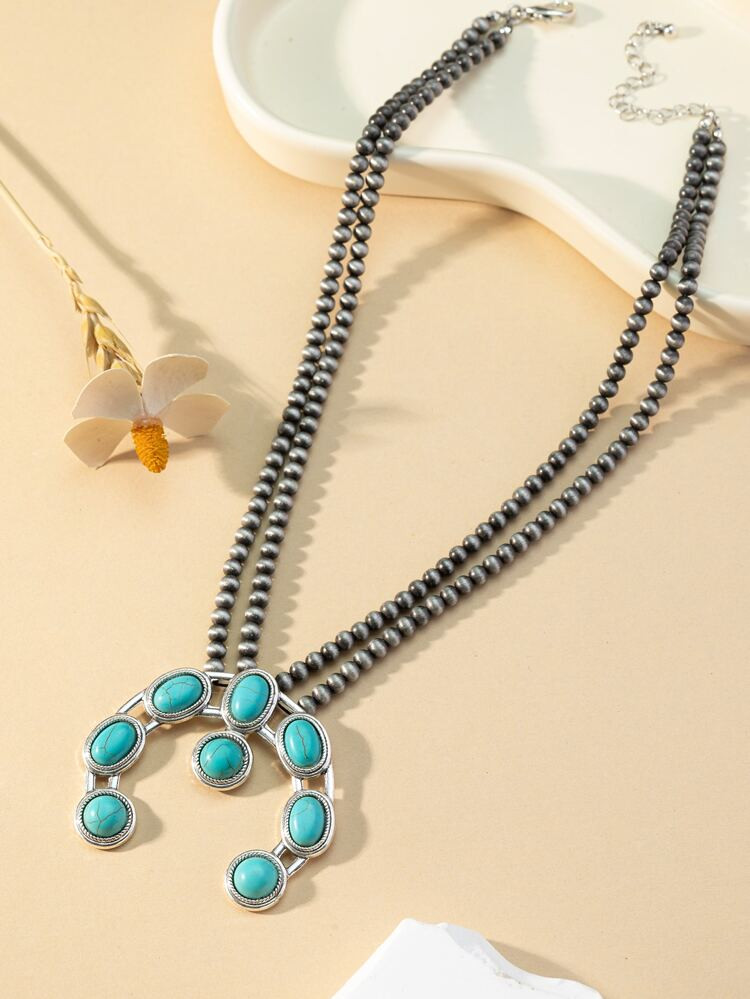 Turquoise Decor Necklace | SHEIN