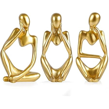 Lzttyee The Thinker Statue Set Mini Abstract Resin Thinker Statue for Modern Home Office Decor 3Pcs  | Amazon (US)