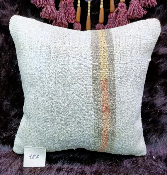 Organic Pillow 16"x16" inches Anatolian Pillow Decorative Handmade Pillow Cushion Cover Hemp Pill... | Etsy (US)