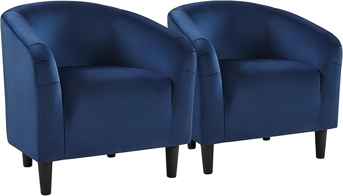 Yaheetech Velvet Accent Chair Set of 2, Barrel Chair for Living Room, Modern Club Chair with Soft... | Amazon (US)