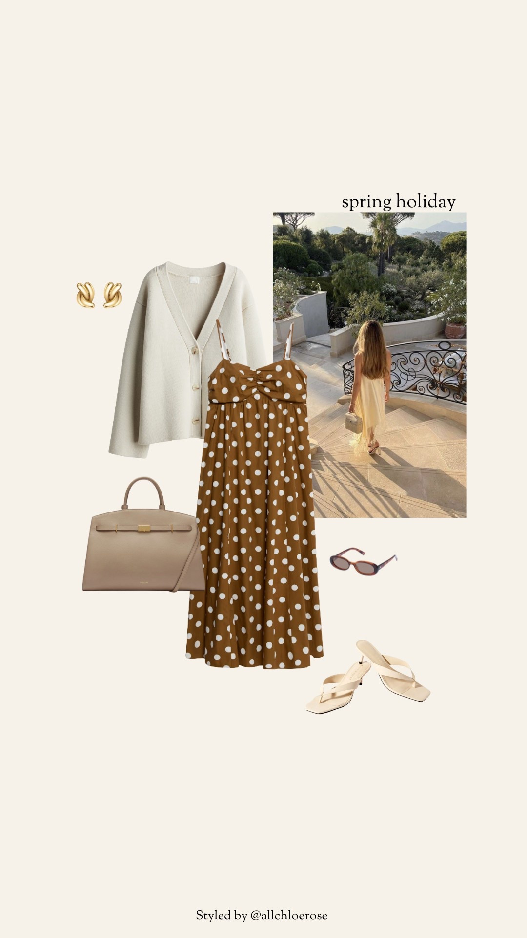 Spring holiday outfit idea: polka dot dress, cardigan and cream heels 

#LTKdresses #LTKstyletip #LTKsummer