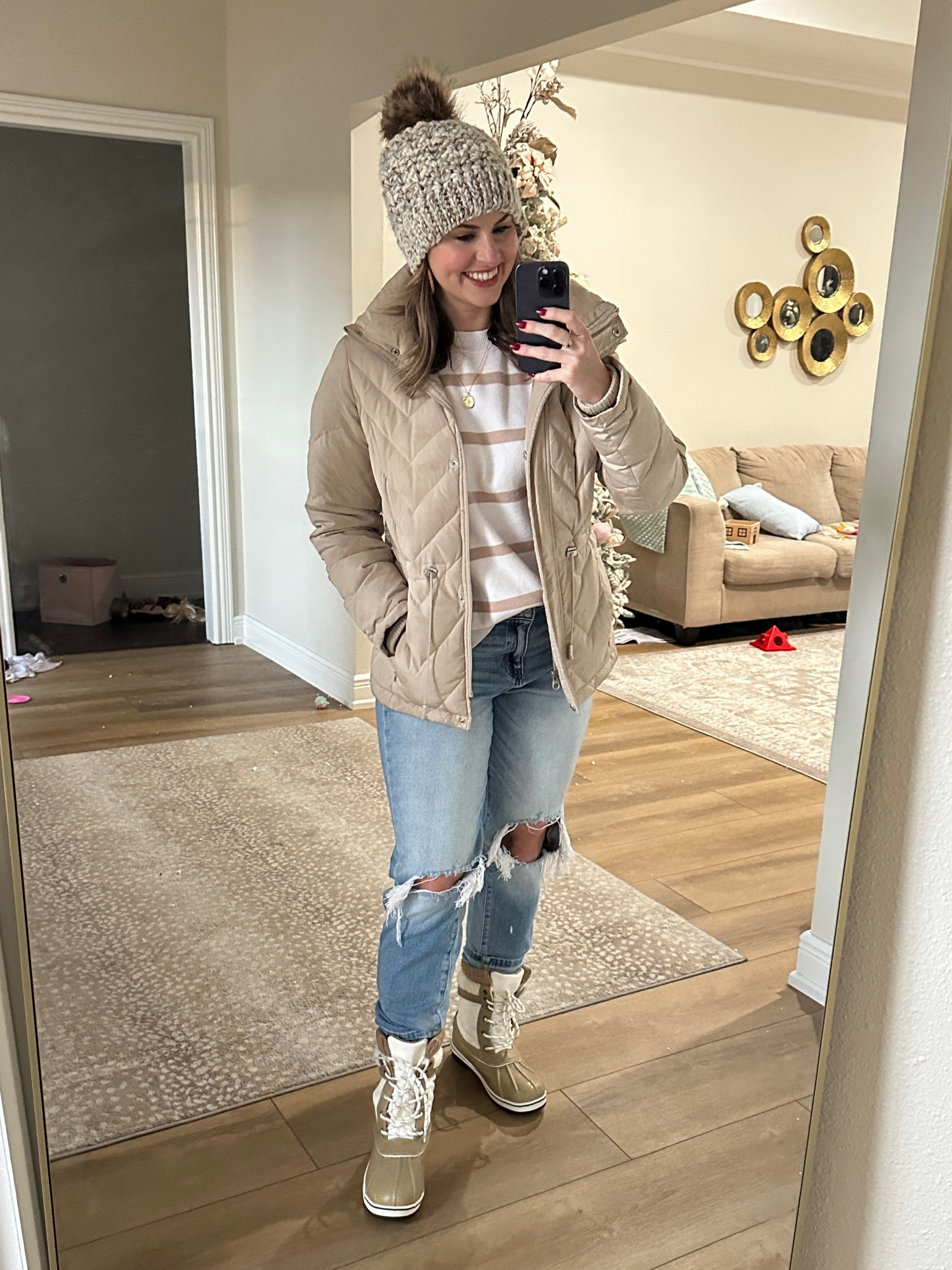 Casual Winter outfit I’m loving! Use pink lily promo code Dorothy20 for 20% off beige striped sweater and jeans! Jacket is older from Dillards, so linking a few similar options. Winter boots are from Amazon! I’d recommend getting one size bigger if you want to wear thick socks! 🧦 




#LTKSeasonal #LTKFindsUnder50 #LTKMidsize