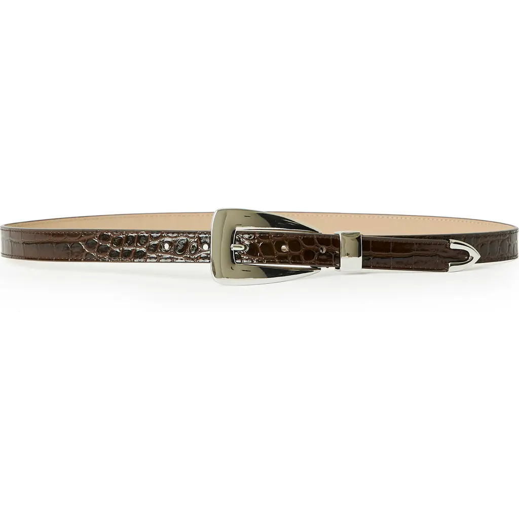 B-Low the Belt Briar Croco-Embossed Leather Belt in Chocolate Silver at Nordstrom Rack, Size Large | Nordstrom Rack