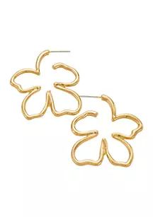 Gold Floral Hoop Earrings | Belk