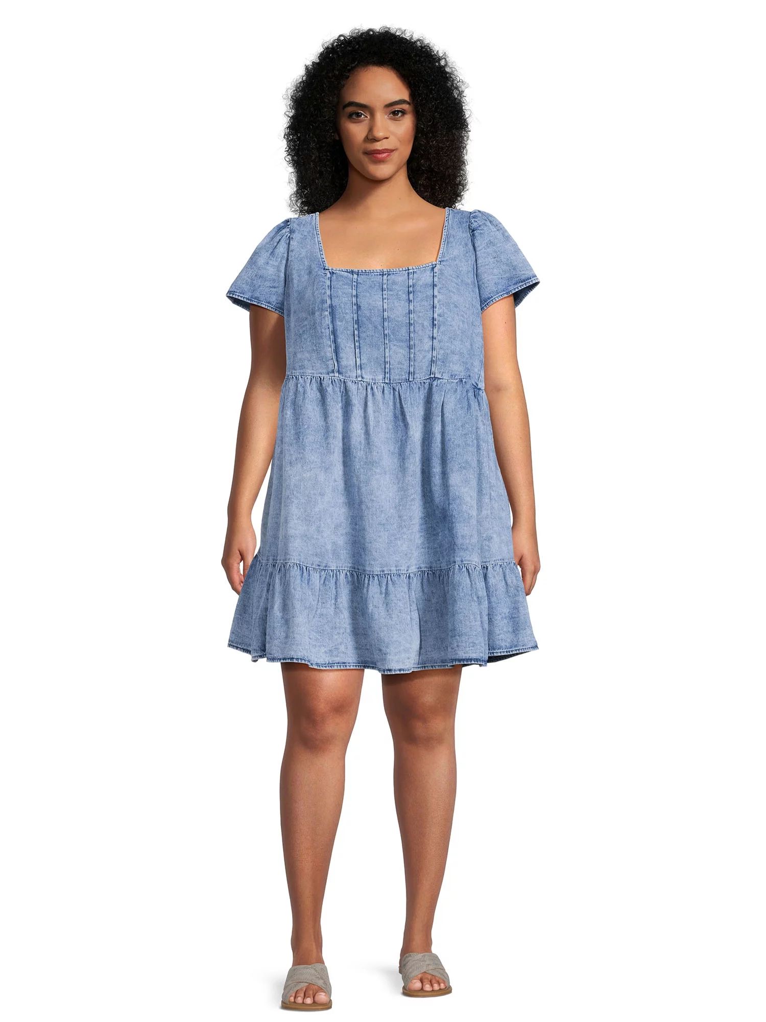 Terra & Sky Women's Plus Size Square Neck Swing Dress | Walmart (US)
