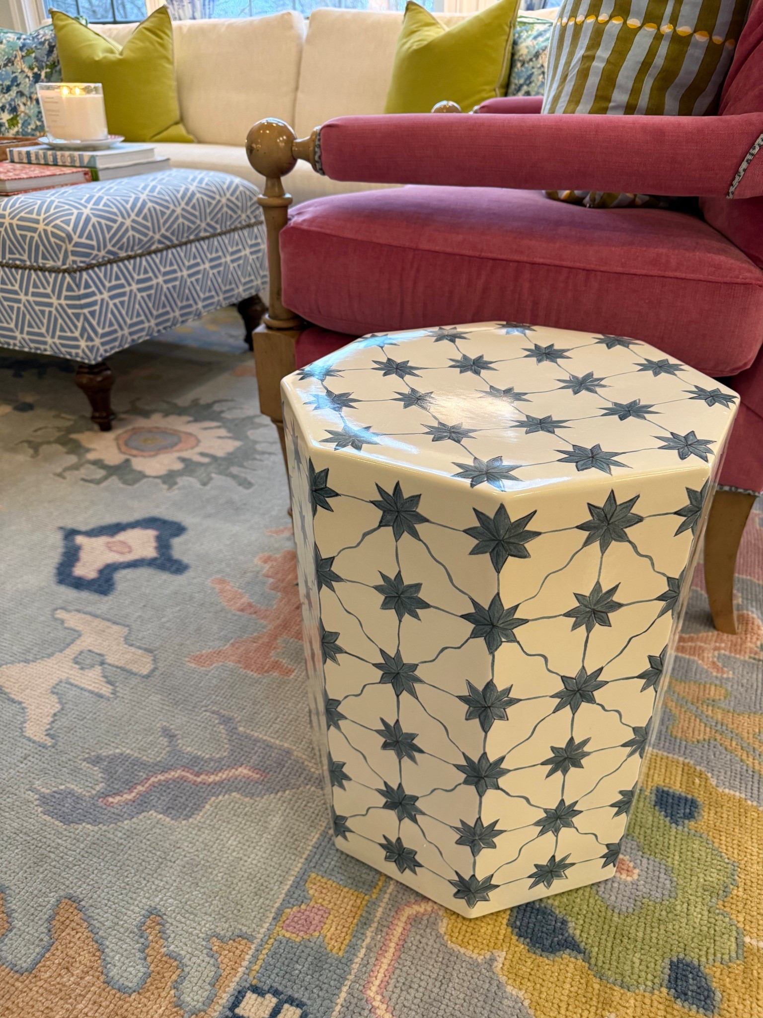 Blue and white garden stool. Blue and white splatter mugs and serving platter. 

Tiger 🐅 bath mat. This is my second one it’s so cute. 

Velvet trays. 

Fav smelling candle 🕯️ entire house smells like a luxury resort. 

#LTKHome #LTKdayinmylife #LTKmomlife
