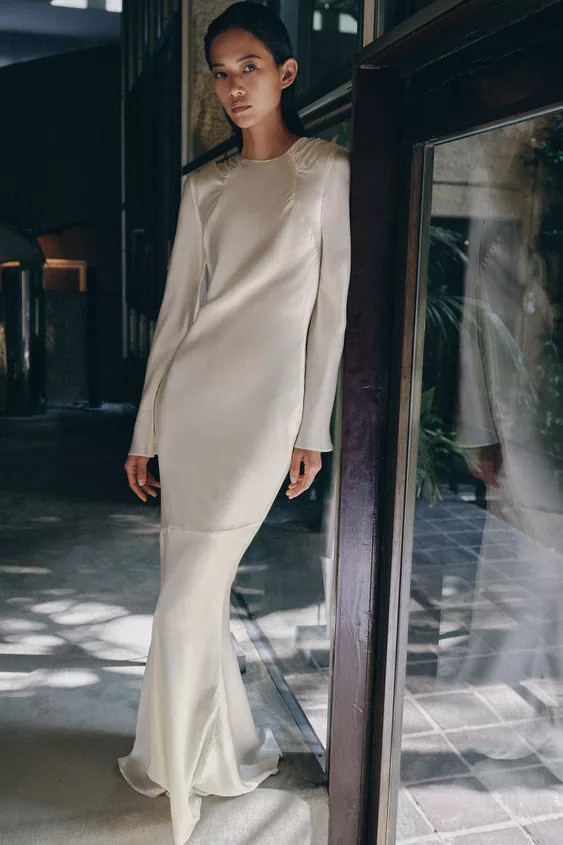 100% SILK DRAPED DRESS | Zara US