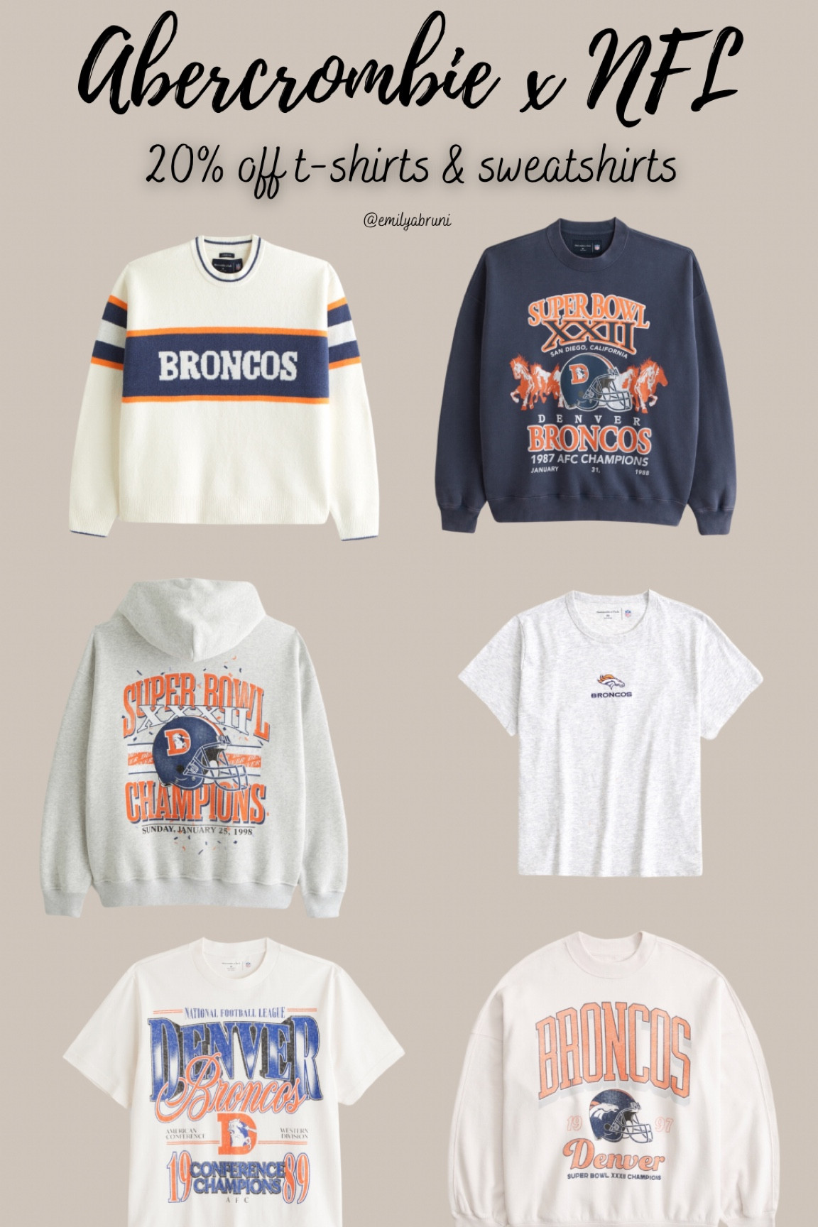 Abercrombie NFL Collection is 20% off for the first time EVER! All teams available! Used code SUITEAF for an additional 15% off

#LTKSeasonal #LTKFallSale #LTKSaleAlert