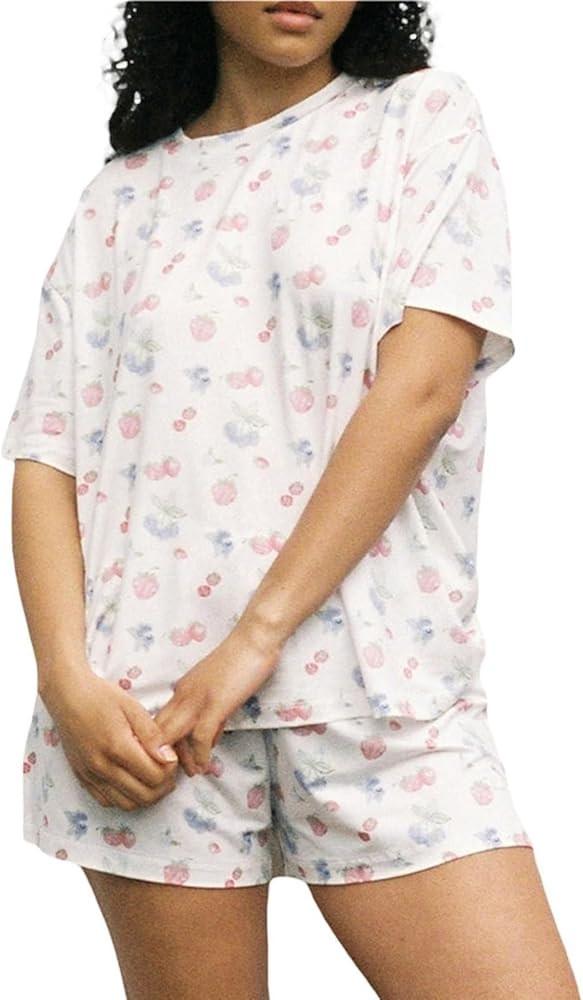 LELEBEAR Fruit Pajamas Set, Fruit Pajama Set For Women, Cute Strawberry Floral Pattern Shirt Pant... | Amazon (US)