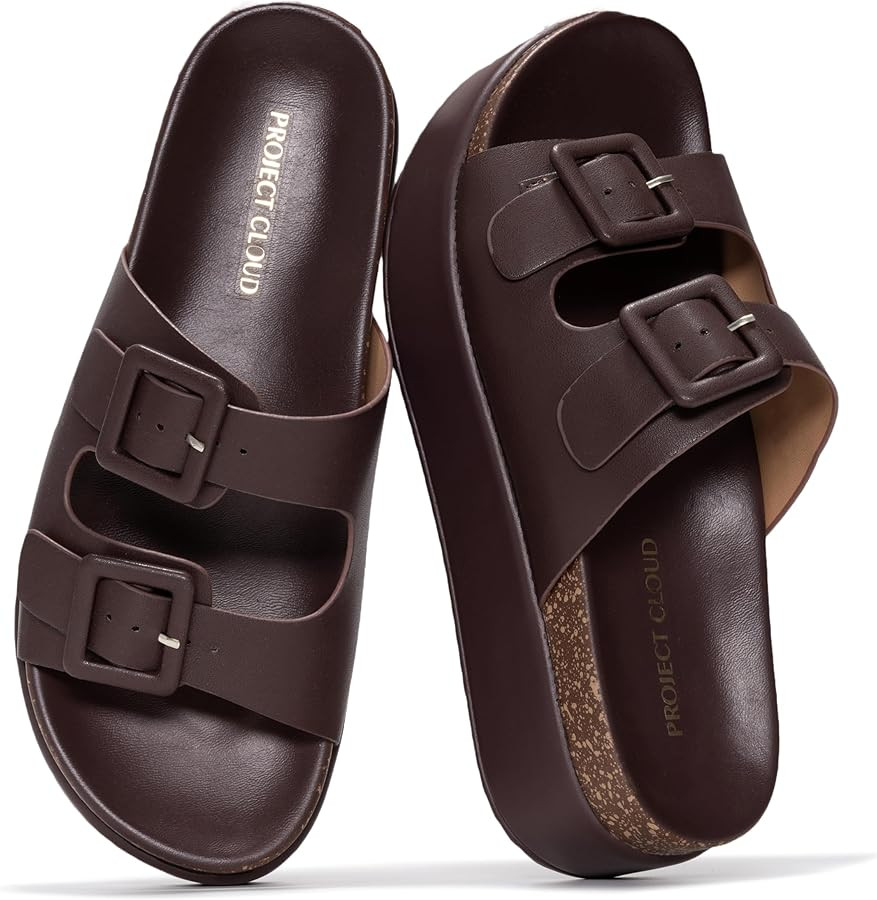 Project Cloud Platform Sandals Women - Plush & Soft Insole Wedge Slides for Women Footwear - Beac... | Amazon (US)