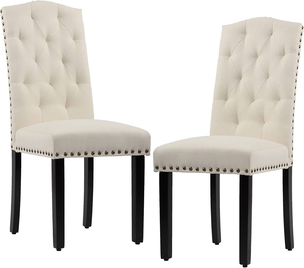 DAGONHIL Dining Chair Set of 2 Upholstered Dining Room chairs,Armless Kitchen Chair with Black So... | Amazon (US)