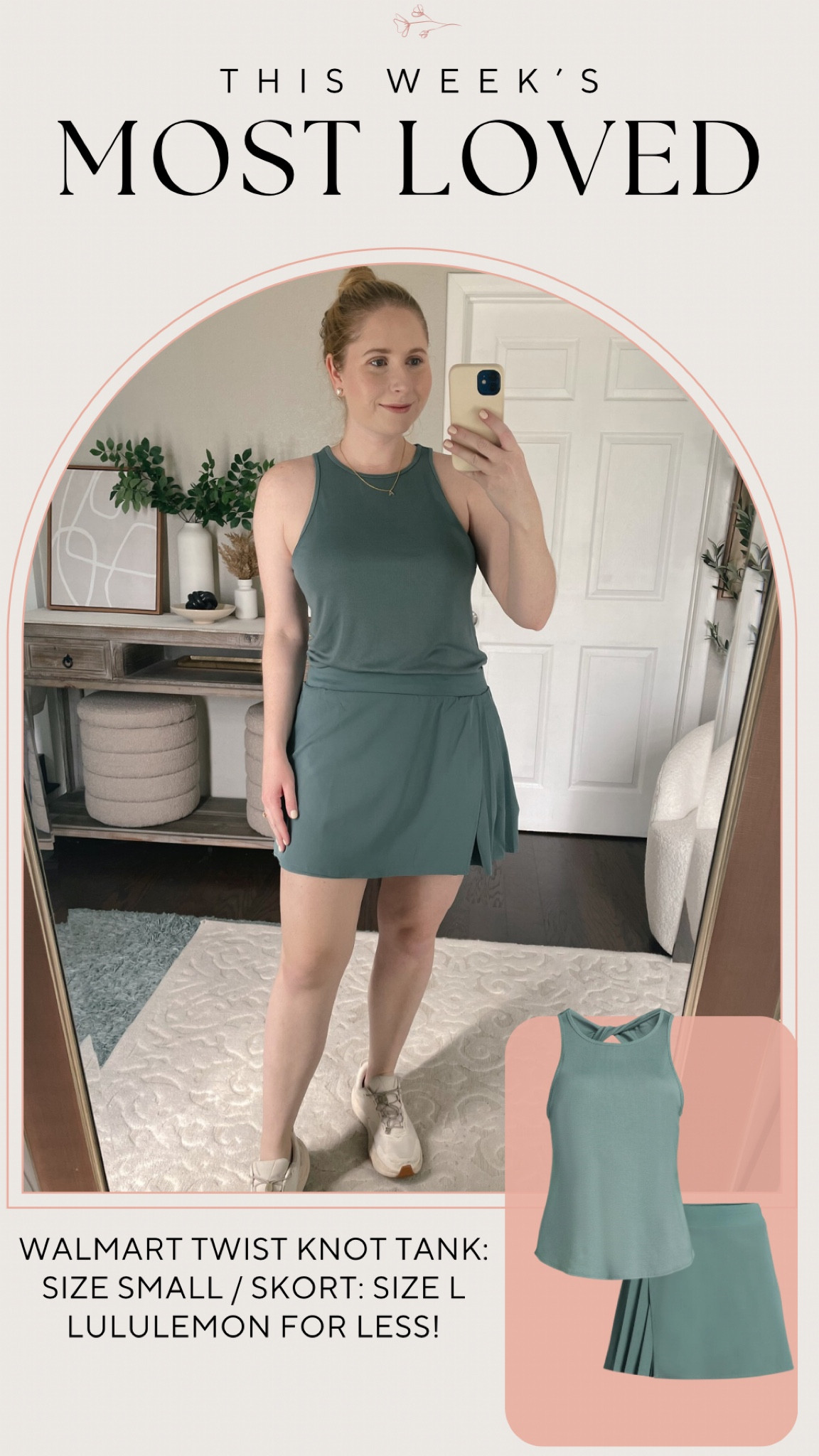 Tank: size down, small
Skirt: sized up, large

#LTKfitness #LTKmidsize #LTKfindsunder50