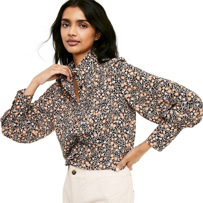 Women's Floral Print Long Sleeve Pleated Blouse - Nili Lotan x Target Black | Target