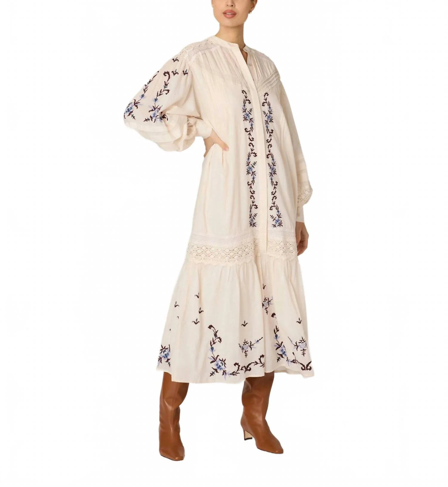 Heidi Midi Dress In Ivory | Shop Simon