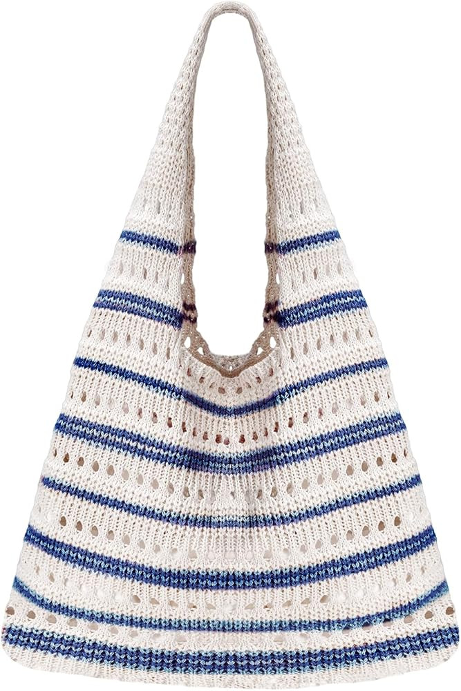 Sightor Crochet Tote Bag, Mesh Beach Bag Knit Summer Hobo Bag Vacation Boho Tote Bag for Women | Amazon (US)