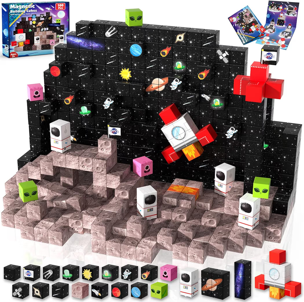Goody King 100PCS Space Rocket Magnetic Building Blocks |Space Adventure Magnetic Tile Set, STEM ... | Amazon (US)