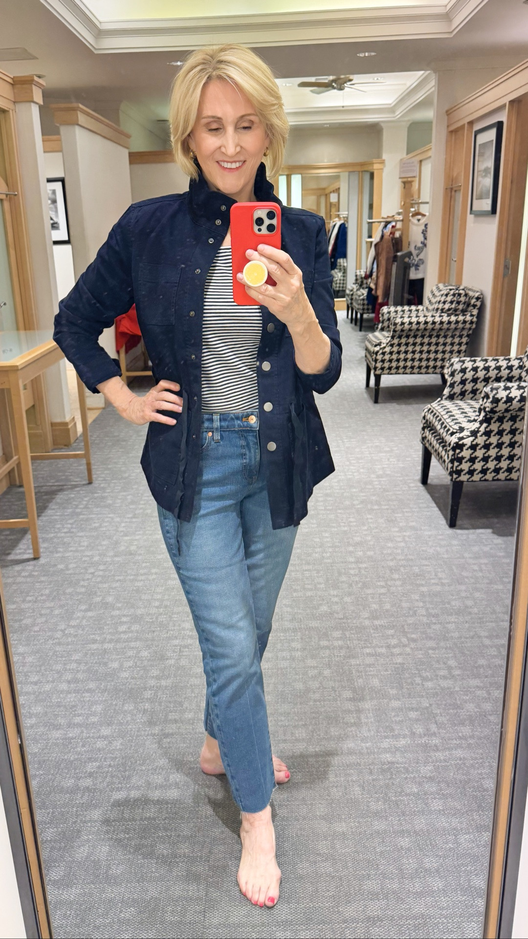 A striped shirt, a utility jacket, and good denim will never let me down 🤍✨ One of those easy outfits that feels put together without even trying. Casual, comfortable, and perfect for everyday plans.

#LTKootd #LTKSeasonal #LTKOver40