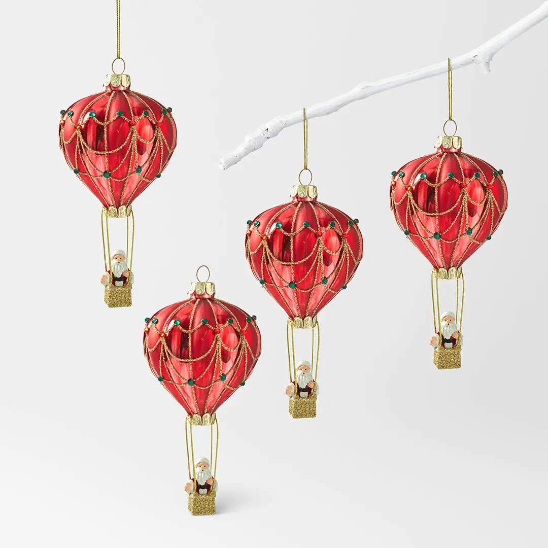 Hot Air Balloon Santa Ornament Set Of 4 | Bed Bath N' Table