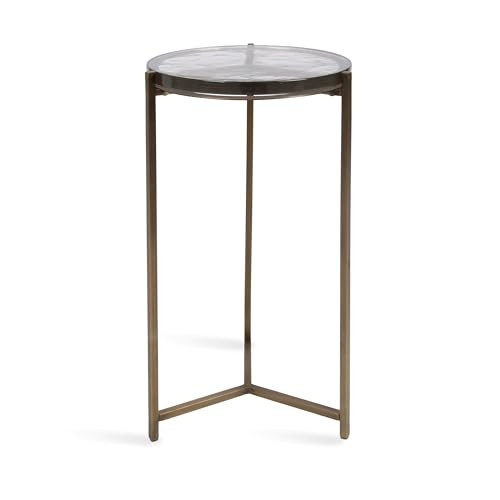 Kate and Laurel Aguilar Modern Round Side Table, 13 x 13 x 24, Clear Glass and Antique Brass, Tex... | Amazon (US)
