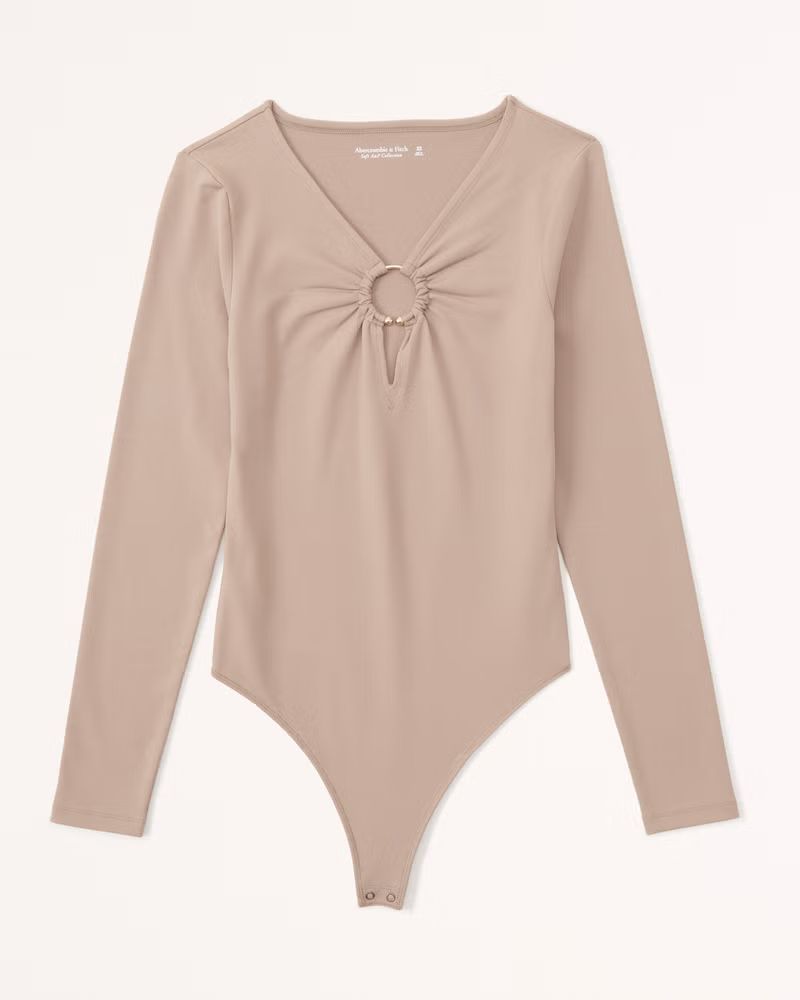 Long-Sleeve Seamless Fabric Keyhole Bodysuit | Abercrombie & Fitch (US)