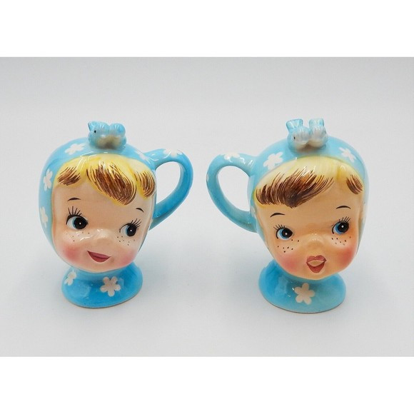 Napco Miss Cutie Pie Blue Salt & Pepper Shakers #43510/BL Vintage | Poshmark