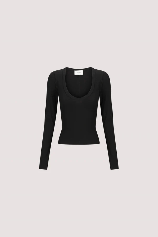 YASMIN BLACK LONG SLEEVE KNIT TOP | DISSH