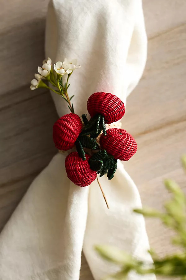 Tomato Woven Palm Napkin Rings, Set of 4 | Terrain