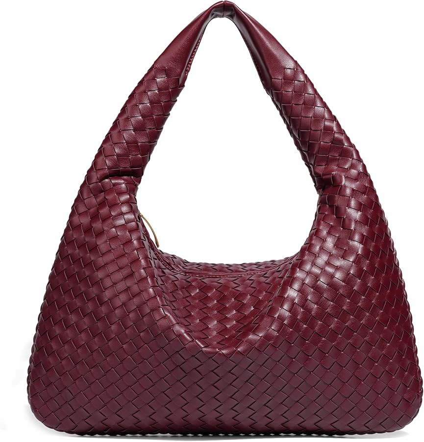 Rejolly Woven Hobo Bag for Women Leather Shoulder Tote Handbag Trendy Purse | Amazon (US)
