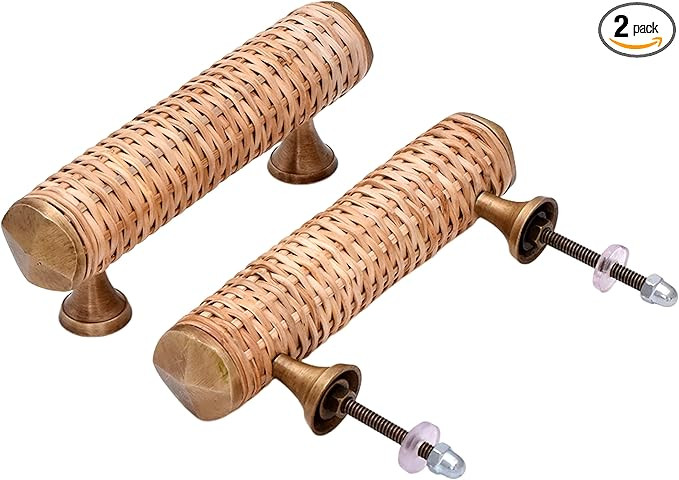 Indian Shelf Decorative Brass Rattan Drawer Pulls Boho Wooden Cabinet Handles Unique Dresser Door... | Amazon (US)