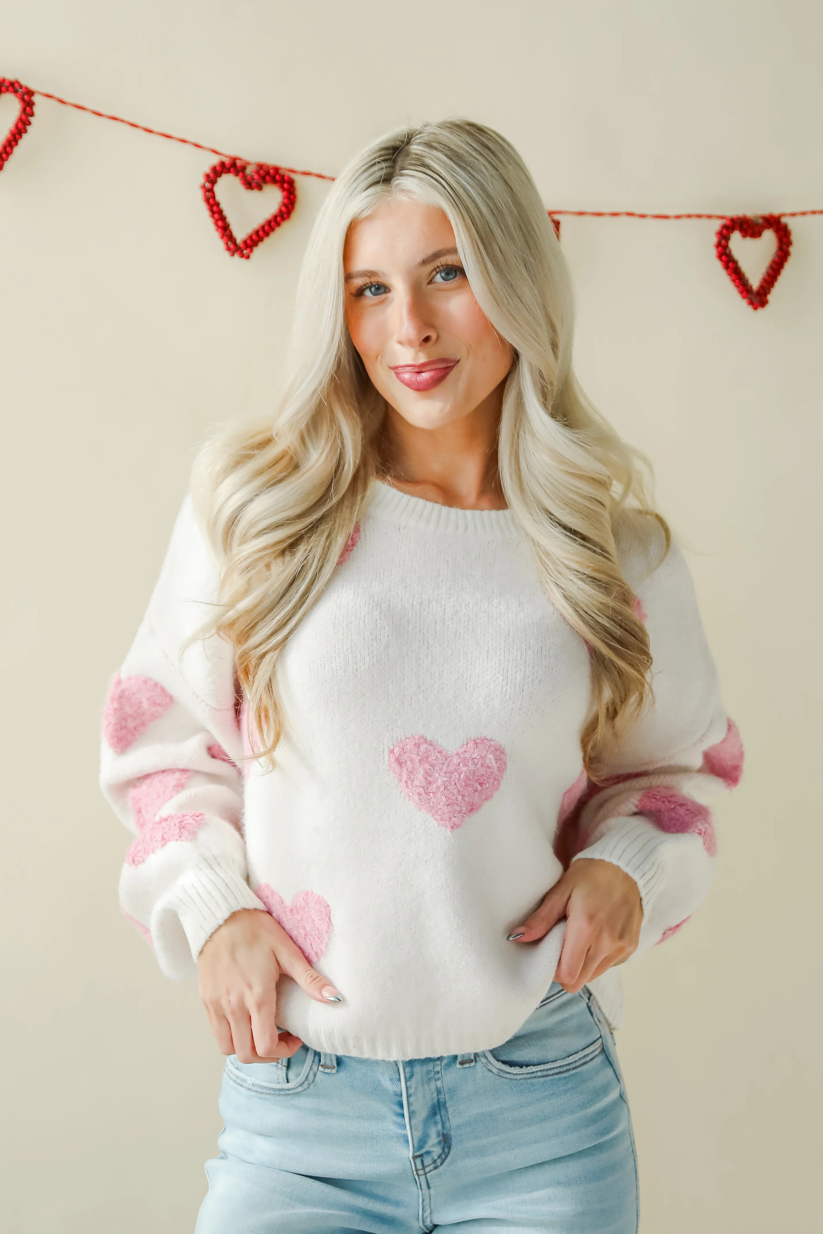 Cute Ivory Heart Sweater | Valentine's Day Sweater | Dress Up | Dress Up