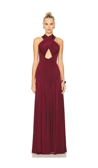 Draped Jersey Dress in Burgundy | Revolve Clothing (Global)