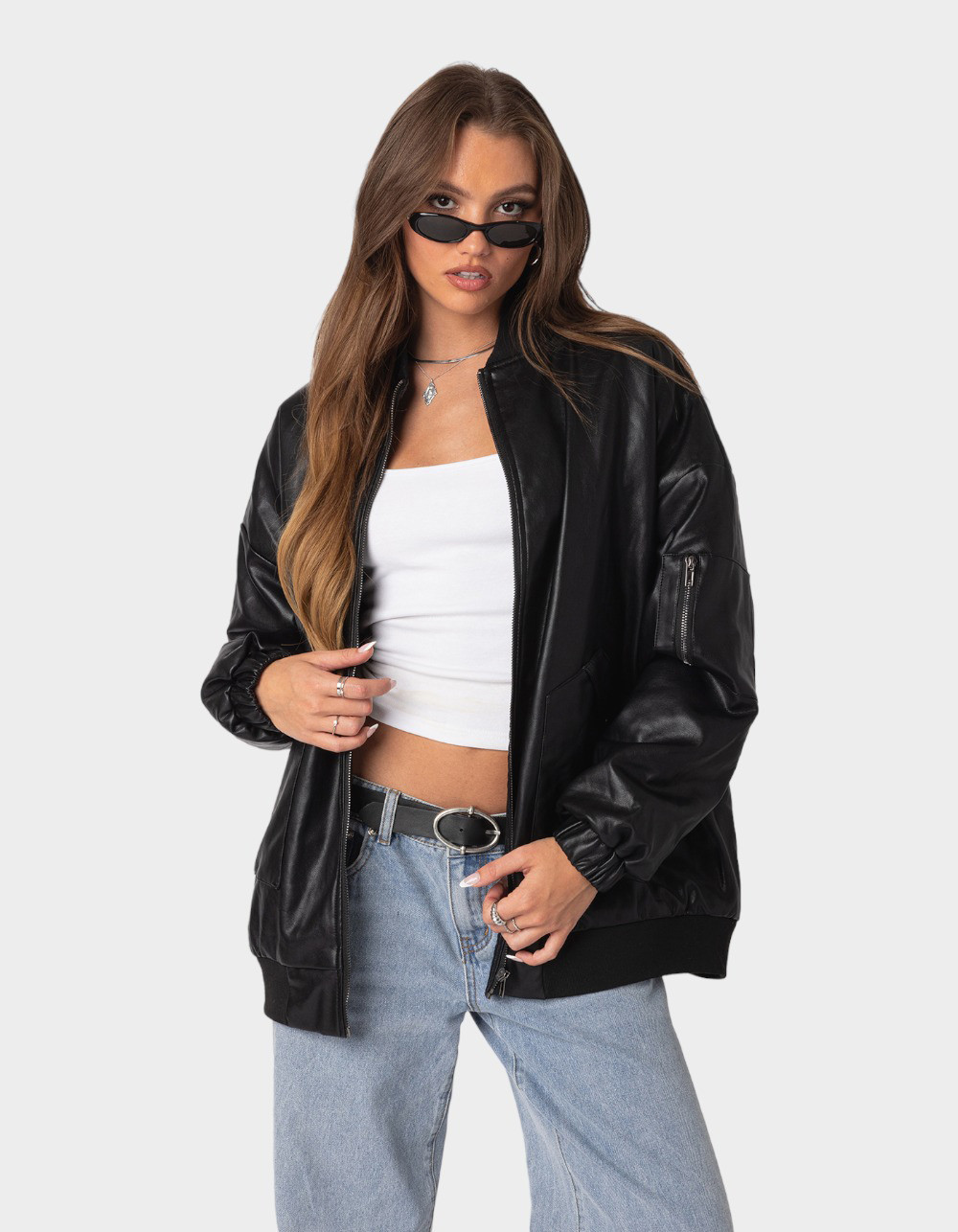 EDIKTED Oversized Faux Leather Womens Jacket | Tillys