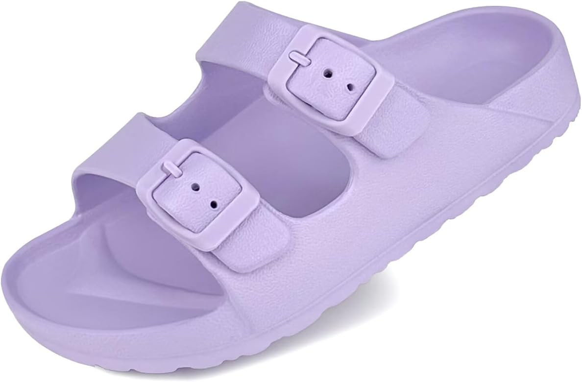 Kids Slides Sandals Double Buckle Adjustable Boys Girls | Amazon (US)