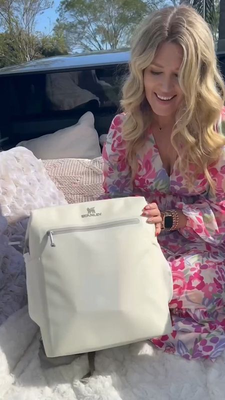 Who wants to have a cyber picnic with me and @stanley_brand?!✨ I am so excited to partner with Stanley to show off their new backpack!! This adorable accessory will keep your food and drinks cold and fresh for those picnic days on the back of your pick up truck…or in this case Cyber Truck. 😘 This fits up to 20 cans and even fits your Stanley Quencher on the side! Pro tip: Use it as your carry on for traveling and turn it into your cooler for your vacay ☀️ @stanley_brand #stanleypartner #ad

#LTKActive #LTKSeasonal #LTKVideo