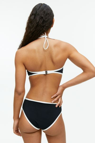 Halterneck Bikini Top - Black/White - Ladies | H&M GB | H&M (UK, MY, IN, SG, PH, TW, HK)