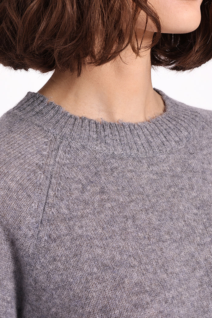 Cashmere Frayed Edge Cropped Crew | Minnie Rose