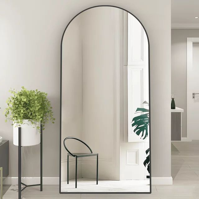 CONGUILIAO Arched Mirror Full Length Arch Mirror 65''x25'' Floor Mirror Black Mirror Body Mirror | Walmart (US)
