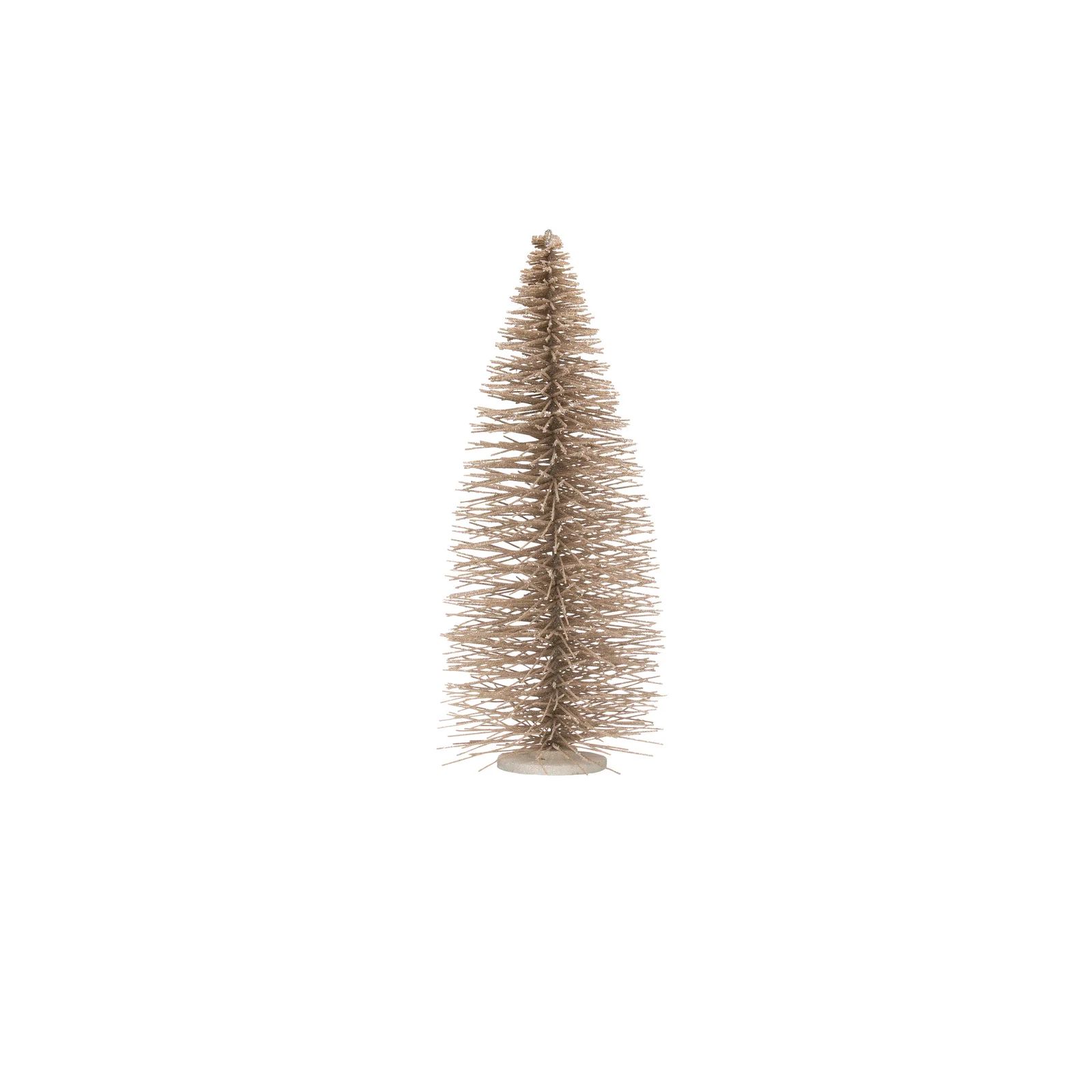 Bottle Brush Tree on Wood Base with Glitter | Wayfair North America