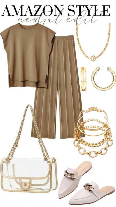 Neutral Brown Beige Short Sleeve Pants Two Piece Women's Set Outfit Idea 

#LTKsalealert #LTKstyletip #LTKfindsunder100
