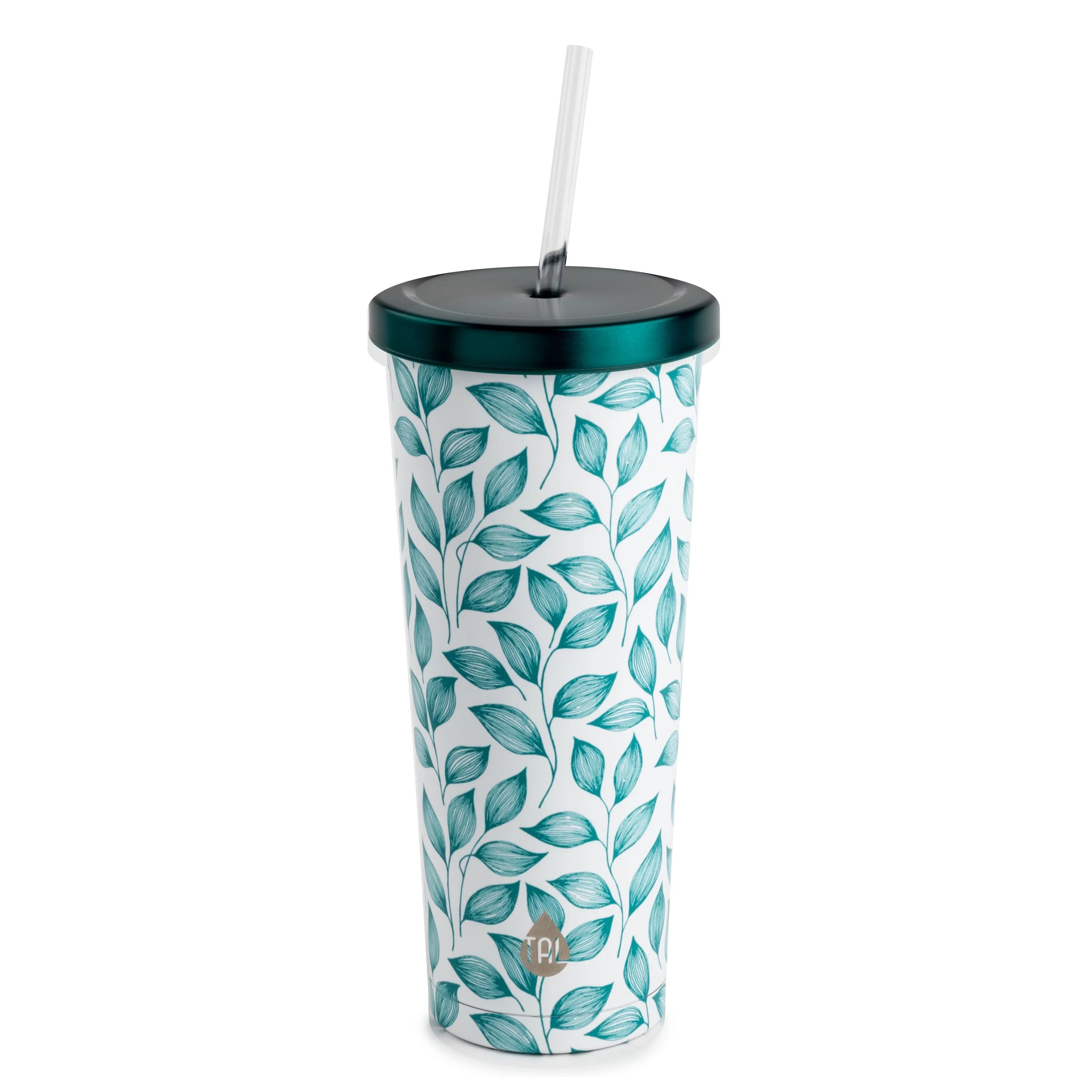 TAL Stainless Steel Coolie Tumbler with Straw 24 fl oz, Green Leaf | Walmart (US)