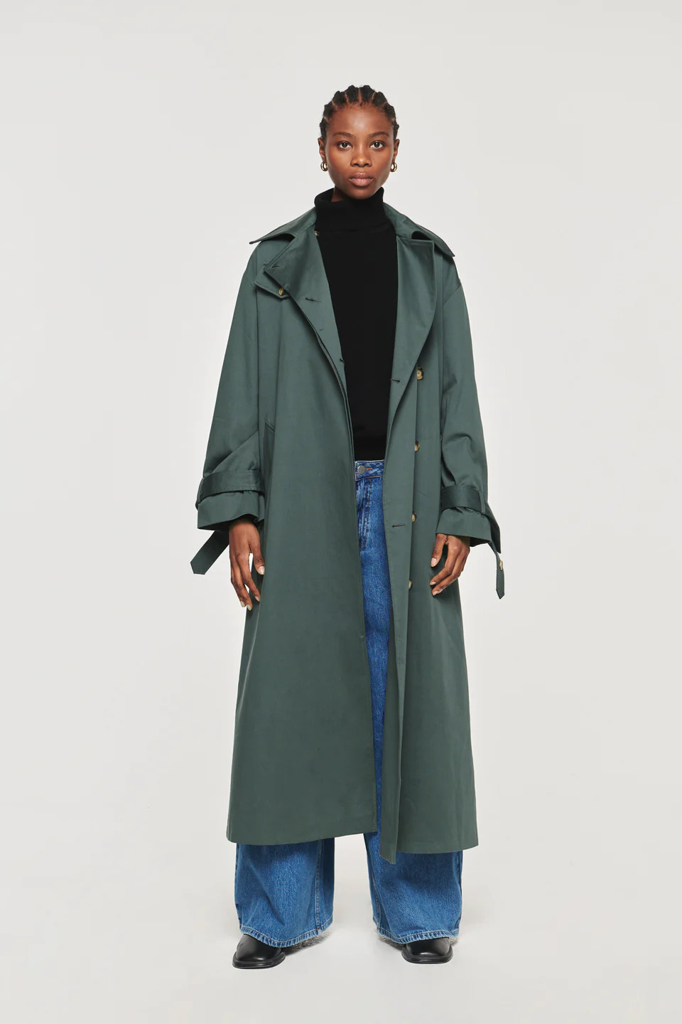 Gilda | Maxi Trench Coat in Sage | ALIGNE | Aligne UK