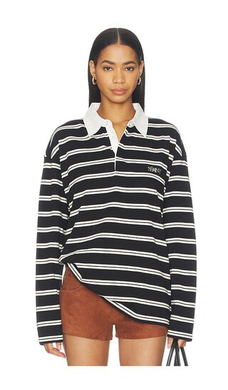 Dylan Rugby Polo Shirt in Black | Revolve Clothing (Global)