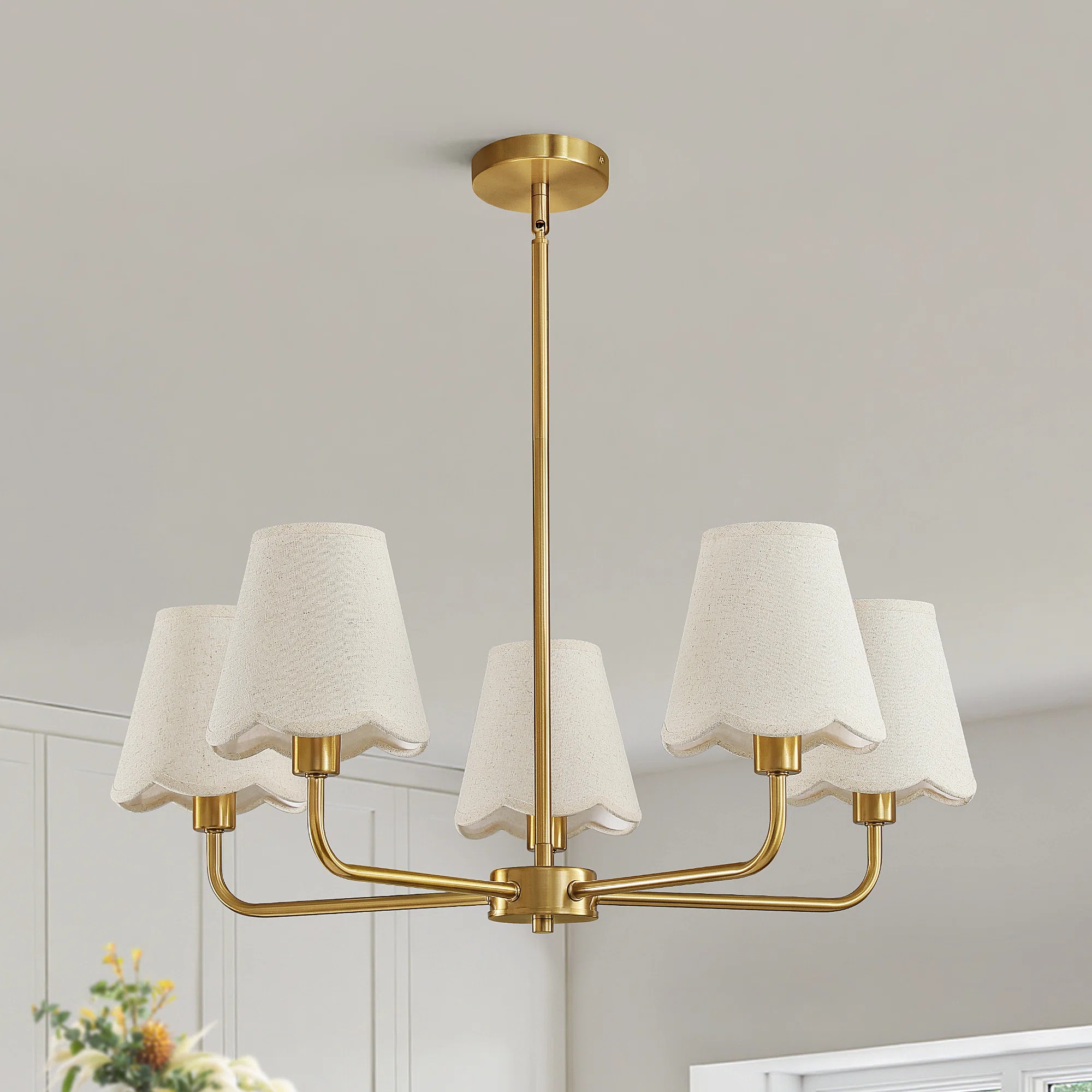 5-Light Modern Dimmable Chandelier With Fabric Shades | Wayfair North America