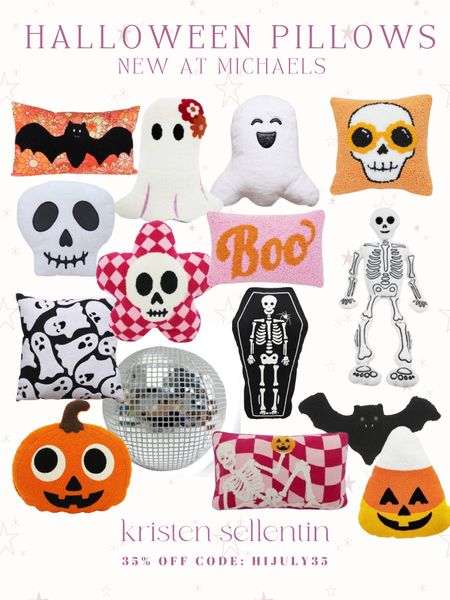 Halloween Pillows at Michael’s are in store & online!  35% off with code HIJULY35

#michaels #makeitwithmichaels #halloween #halloween2024 #discoball #halloweendecor #new #pinkoween 

#LTKHome #LTKSeasonal #LTKFindsUnder50