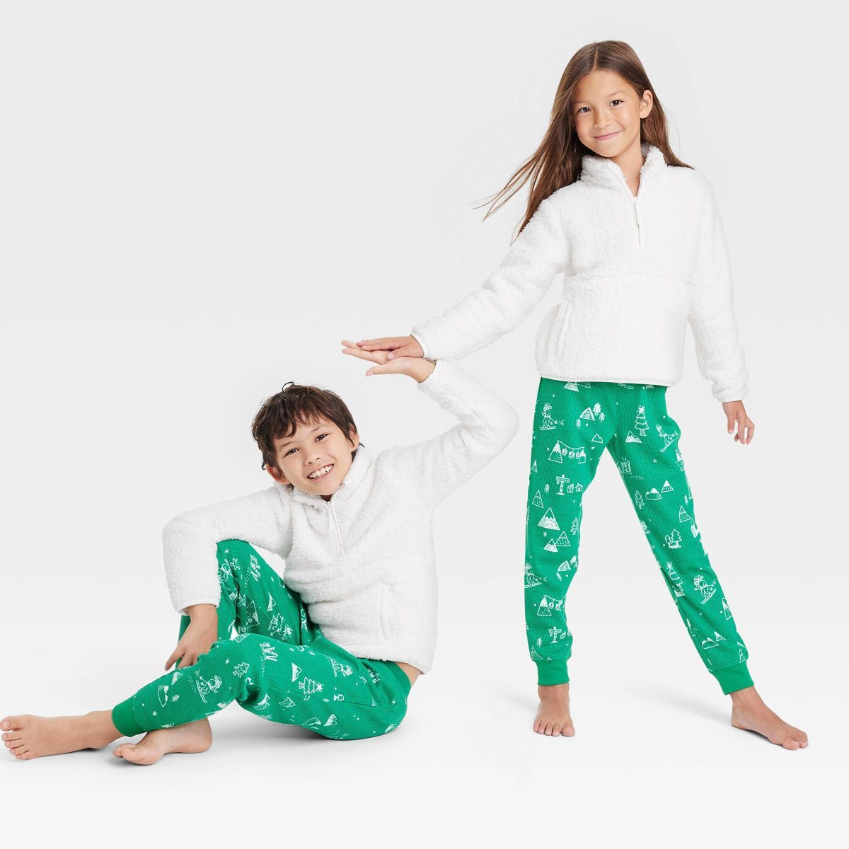 Kids' Faux Shearling Matching Family Half Zip-Up Pullover - Wondershop™ White | Target