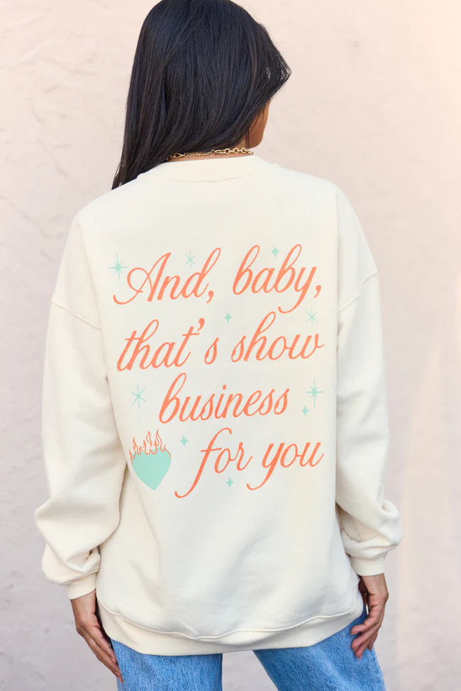 Show Business Cream Graphic Sweatshirt | Pink Lily