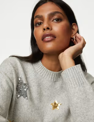Sequin Star Crew Neck Jumper | Marks and Spencer AU/NZ
