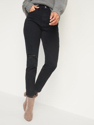 High-Waisted O.G. Straight Ripped Black Ankle Jeans for Women | Old Navy (US)