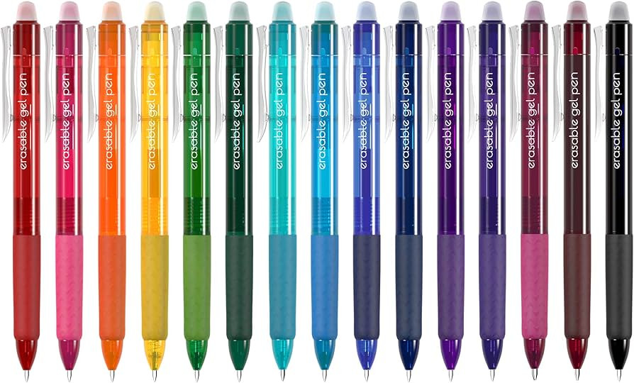 Vanstek 15 Colors Retractable Erasable Gel Pens Clicker, Fine Point(0.7), Make Mistakes Disappear... | Amazon (US)