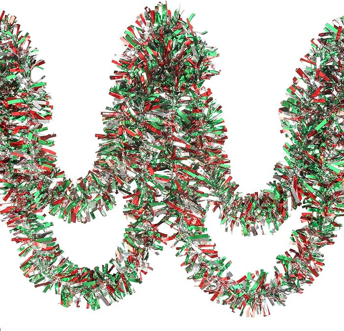 CCINEE 32.8 Feet Christmas Tinsel Garland,Metallic Tinsel Twist Garland Shiny Hanging Decoration ... | Amazon (US)